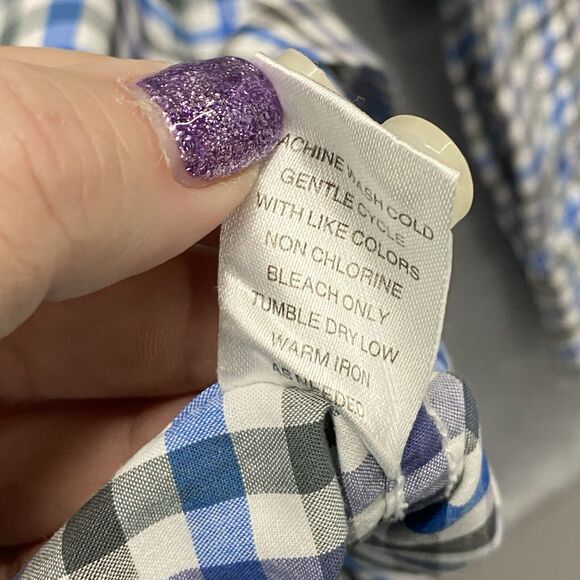 Johnnie O Shirt Mens Extra Large Button Up Blue Black Gingham Check Long Sleeve - Picture 6 of 10